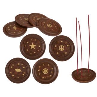 Round wooden incense stick holder,