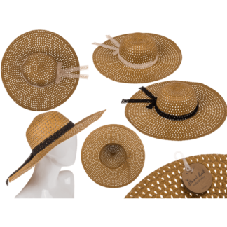Straw Hat, Natural Chic, with ribbon,