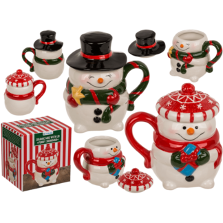Dolomite mug, Funny Snow man, with lid,
