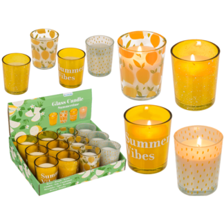 Candle in glass, Summertime, ca. 5,5 x 6,5 cm,