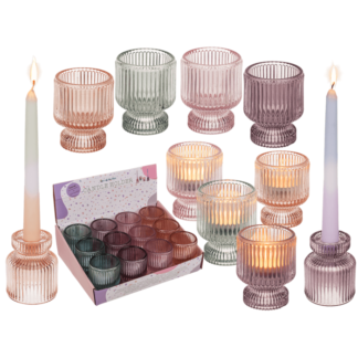 Glass tea light/candle holder, 2 in 1,