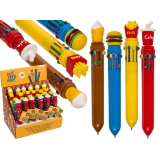 Ball Pen with 10 coloured cartridges, Fast Food,
