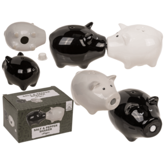 Salt & pepper shaker, pigs with magnet nose,