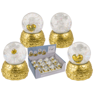 Snow globe, favorite angel, on golden socket,