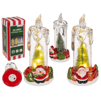 LED candle with Christmas scene, acrylic/dolomite,