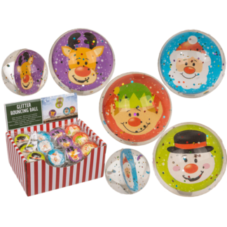 Glitter bouncing  ball, Joyful Xmas Jumpers, 4 cm,