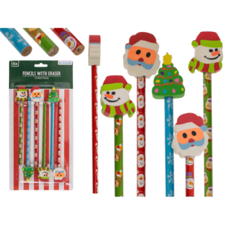 Christmas pencils with eraser,