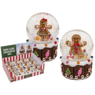 Snow globe, gingerbread children, on socket,