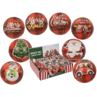 Squeeze ball, Santa's Crew, 6 cm, 4 assorted,