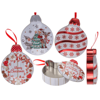 Metal gift box, Christmas bauble,