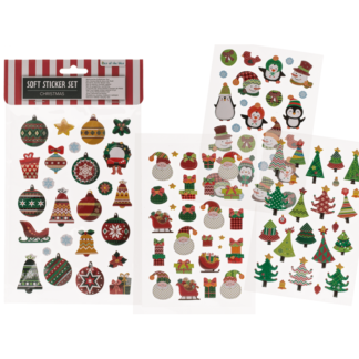 Christmas soft sticker set, sheet size 14 x 25 cm,