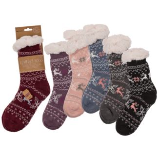 Woman comfort socky, Reindeer & Snowflake,